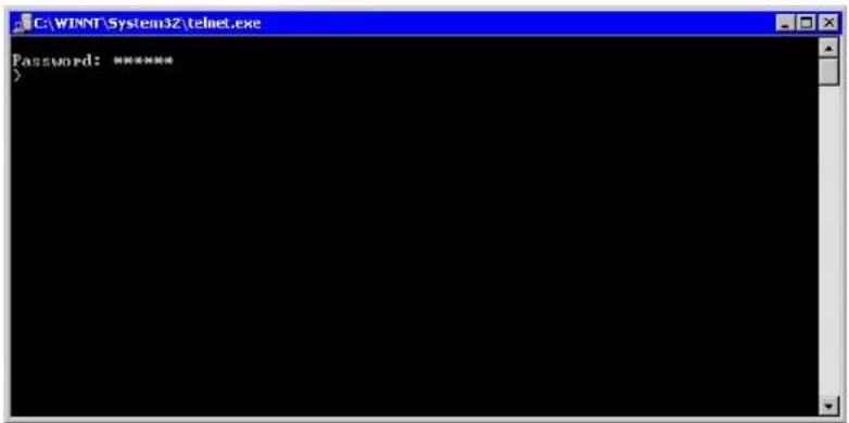 C:\WINNT\System32\telnet.exe Password: ****** >