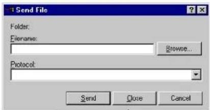 Send File Folder: Efiename: Browse... Protocol: Send Close Cancel
