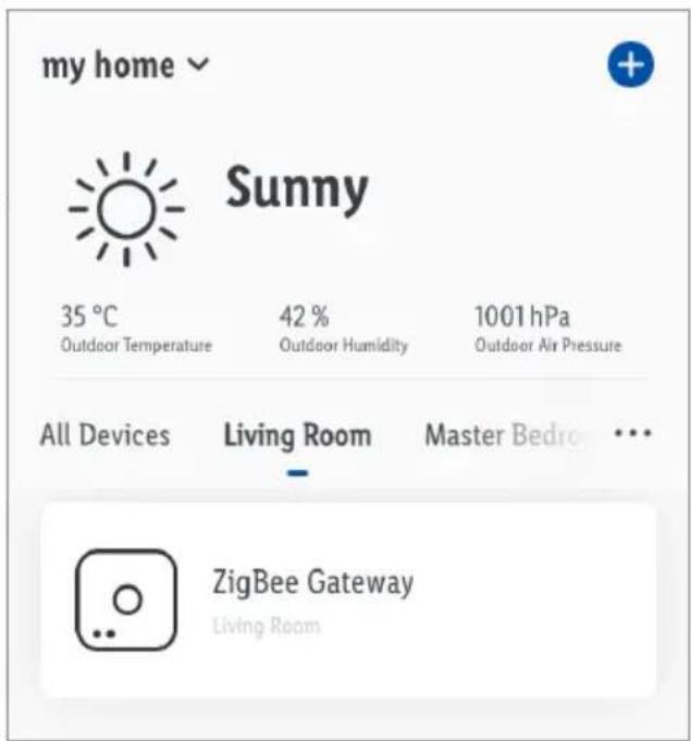 my home Sunny 35 °C 42 % 1001 hPa Outdoor Temperature Outdoor Humidity Outdoor Air Pressure All Devices Living Room Master Bedroom ... ZigBee Gateway Living Room