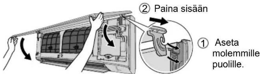 Diagram illustrating a mechanical assembly with numbered steps, showing components like a housing and clamping mechanism.