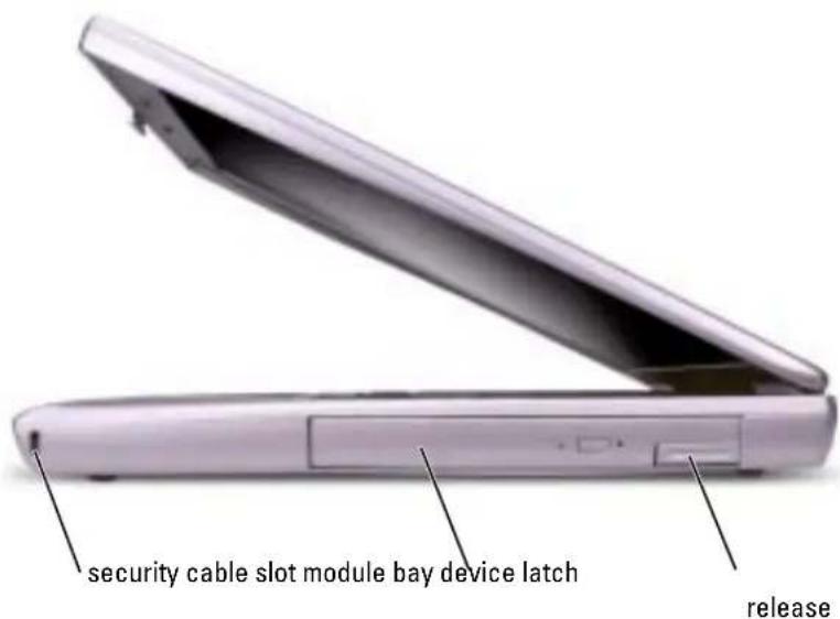 security cable slot module bay device latch release