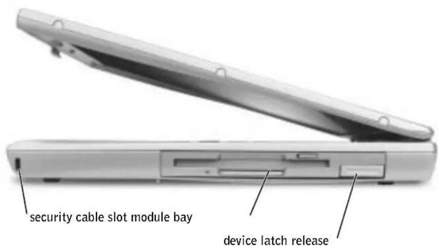 security cable slot module bay device latch release