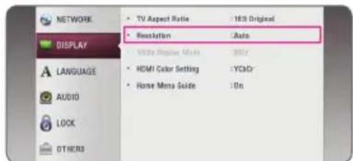 NETWORK DISPLAY TV Aspect Ratio : 100 Original Animation : Auto Language Mode: 50% HDMI Color Setting : YCDt Home Menu Guide : On