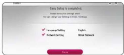 Easy Setup is completed. Please check your Dr Kings below. You can change your Settings or New 3 Settings. ✓ Language Setting English ✓ Network Setting Wood Network Finish