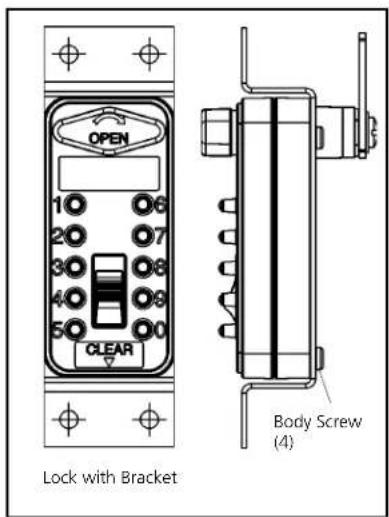 OPEN 1○○6 2○○7 3○○8 4○○9 5○○0 CLEAR Lock with Bracket Body Screw (4)