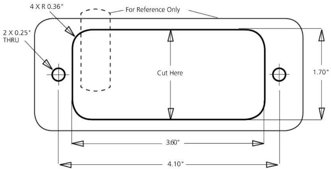 4 X R 0.36" For Reference Only 2 X 0.25" THRU Cut Here 1.70" 3.60" 4.10"