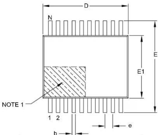 D N E E1 NOTE 1 1 2 b e