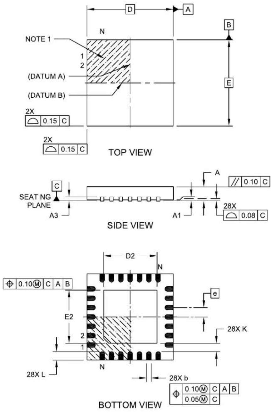 Microchip PIC32MM0032GPL020 - 28-Lead Plastic Quad Flat, No Lead Package (ML) - 6x6 mm Body [QFN] With 0.55 mm Terminal Length - 1