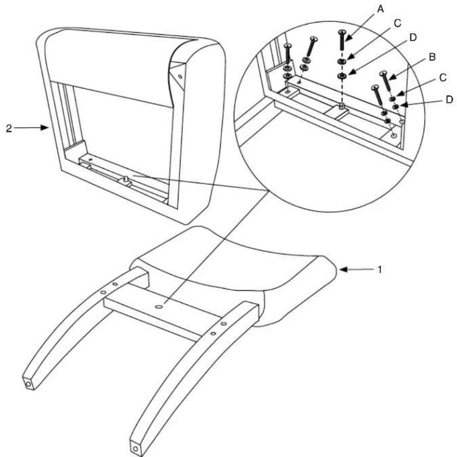 Technical diagram of a mechanical assembly with labeled parts and cross-sectional views