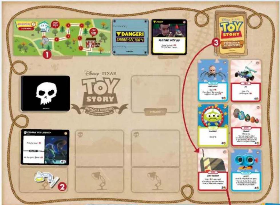 USAopoly TOY STORY OBSTACLES & ADVENTURES - STEP 3. Play Adventure cards and take actions - 2
