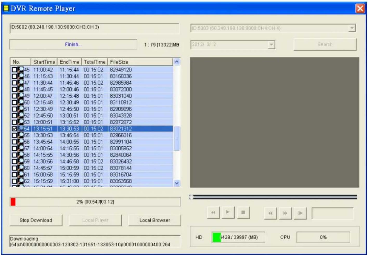 DVR Remote Player ID:5002 (60.248.198.130:9000:CH3:CH 3) Finish... 1 : 79 [13322]MB No. StartTime EndTime TotalTime FileSize 45 11:00:42 11:15:44 00:15:02 82949120 46 11:15:43 11:30:44 00:15:01 83150336 47 11:30:44 11:45:46 00:15:02 82985984 48 11:45:45 12:00:46 00:15:01 83072000 49 12:00:47 12:15:48 00:15:01 83031040 50 12:15:48 12:30:49 00:15:01 83110912 51 12:30:49 12:45:50 00:15:01 82909696 52 12:45:50 13:00:51 00:15:01 83043328 53 13:00:51 13:15:52 00:15:01 82972672 54 13:15:51 13:30:53 00:15:02 83021312 55 13:30:53 13:45:54 00:15:01 82966016 56 13:45:54 14:00:55 00:15:01 82991104 57 14:00:54 14:15:55 00:15:01 83005952 58 14:15:55 14:30:56 00:15:01 82840064 59 14:30:56 14:45:58 00:15:02 83026432 60 14:45:57 15:00:59 00:15:02 83078144 61 15:00:58 15:15:59 00:15:01 83016704 62 15:15:59 15:31:00 00:15:01 83053568 63 15:34:64 15:46:66 22.47.67 83222242 2% [00:54]/[03:12] Stop Download Local Player Local Browser Downloading [54]ch000000000000-3-12-3-2-1-3-2-3-2-3-2-3-2-3-2-3-2-3-2-3-2-3-2-3-2-3-2-3-2-3-2-3-2-3-2-3-2-3-2-3-2-3-2-3-2-3-2-3-2-3-2-3-2-3-2-3-3- HD 429 / 39997 (MB) CPU 0%