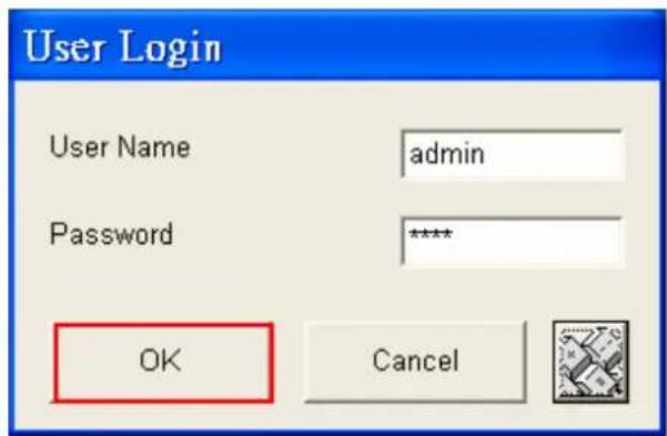 User Login User Name admin Password ***** OK Cancel