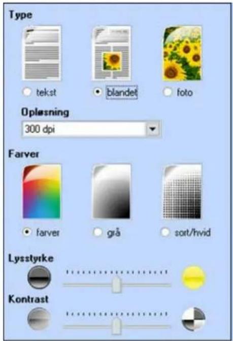 Type tekst blandet foto Oplasning 300 dpi Farver farver grå soit/hvid Lysstyrke Kontrast