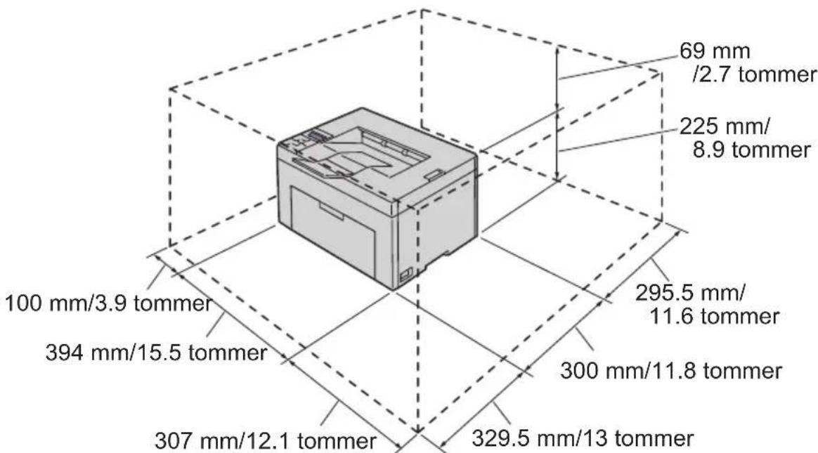69 mm /2.7 tommer 225 mm/ 8.9 tommer 100 mm/3.9 tommer 394 mm/15.5 tommer 307 mm/12.1 tommer 295.5 mm/ 11.6 tommer 300 mm/11.8 tommer 329.5 mm/13 tommer