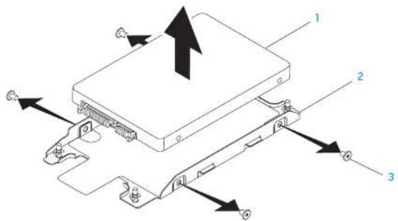 ALIENWARE M17x R2 - Fjernelse af harddisk(e) - 4
