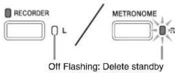 RECORDER L Off Flashing: Delete standby METRONOME