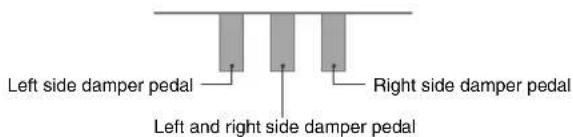 Left side damper pedal Right side damper pedal Left and right side damper pedal