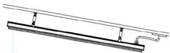Technical line drawing of a mechanical assembly with two parallel rods and support brackets (no text or symbols)