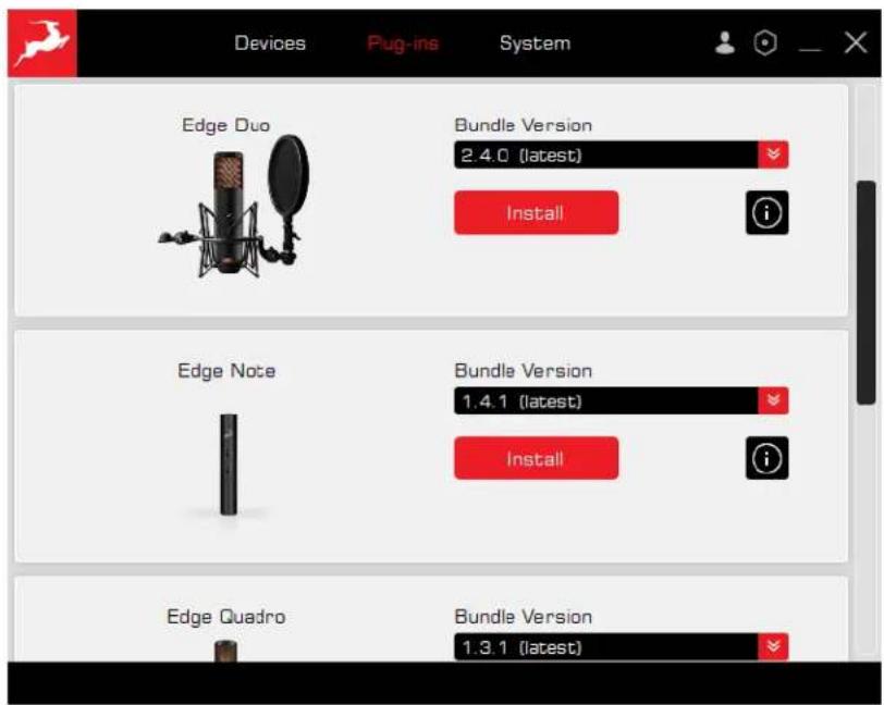 Devices Pug-ins System Edge Duo Bundle Version 2.4.0 (latest) Install Edge Note Bundle Version 1.4.1 (latest) Install Edge Quadro Bundle Version 1.3.1 (latest)