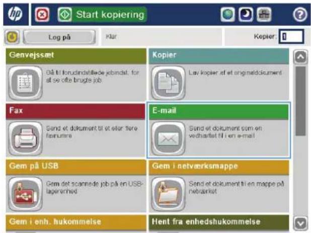 Start kopiering Log på Klar Kopier: Genvejssæt Gå til forudindstilde jobindst. for at se ofte brugte job Kopier Lav kopier at et originaldokument Fax Sand et dokument til at stor flere forumre E-mail Send et dokument som en vedhartet til i en e-mail Gem på USB Gem det scannede job på en USB- lageren…