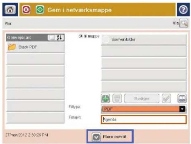 Gem i netværksmappe Klar Vis Genvejscat Black PDF St til mappe Userverholder Fittype: PDF Flinenv Kgenda 27/mar/2012 2:30:26 PM Flere indstil.