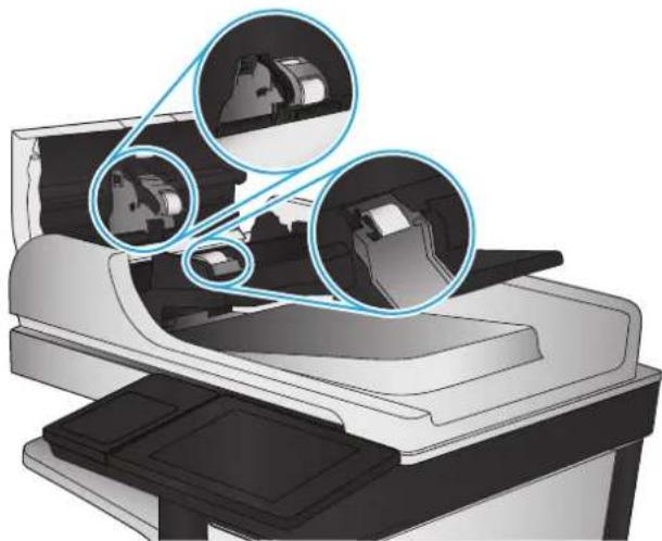 HP Officejet Enterprise Color MFP X585 - Rengør opsamlingsvalserne og separationspuden i dokumentføderen - 3