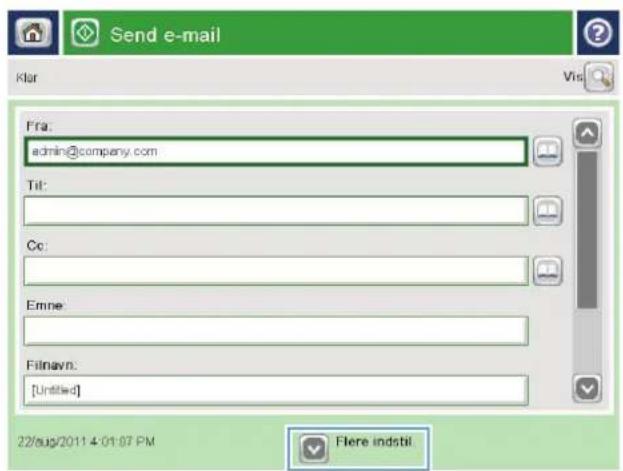 Send e-mail Klar Vis Fra: admin@company.com Tit: Cc: Emne: Filnavn: [Untitled] 22/aug/2011 4:01:07 PM Flere indstil