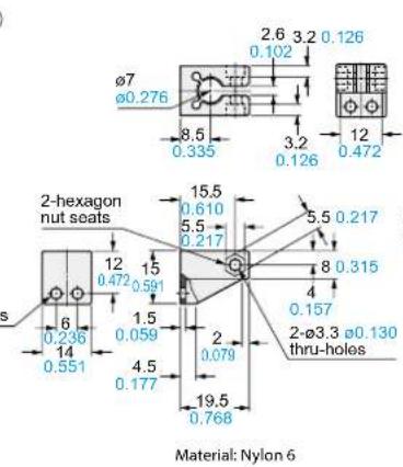 2-hexagon nut seats Material: Nylon 6