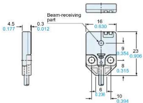 Beam-receiving part 4.5 0.177 0.3 0.012 16 0.630 9 0.354 23 0.906 8 0.315 6 0.236 10 0.394