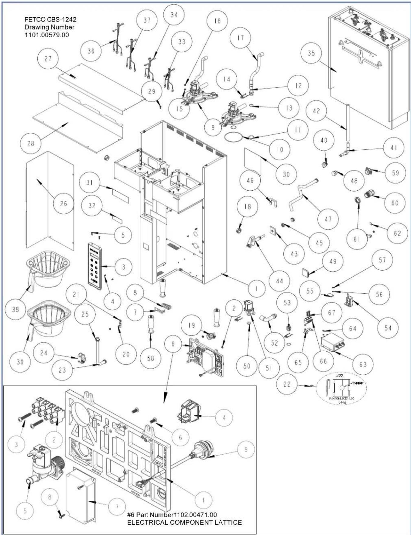 FETCO CBS-1242 Drawing Number 1101.00579.00 #6 Part Number1102.00471.00 ELECTRICAL COMPONENT LATTICE