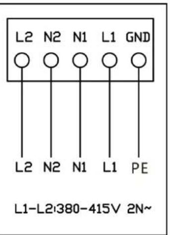 L2 N2 N1 L1 GND L2 N2 N1 L1 PE L1-L2:380-415V 2N~