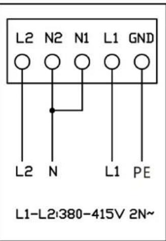 L2 N2 N1 L1 GND L2 N L1 PE L1-L2:380-415V 2N~