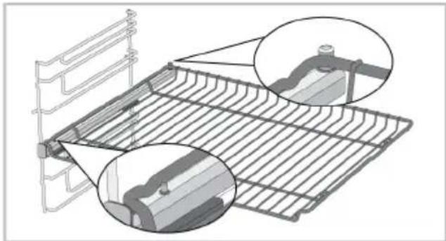 BLOMBERG ROEN9202DX - Proper placement of the wire grill and tray on the telescopic rails-On models with wire shelves and telescopic models - 1