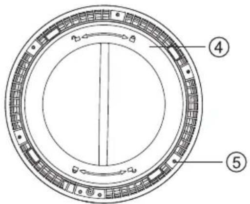 Technical diagram of a circular mechanical component with numbered parts labeled 4 and 5