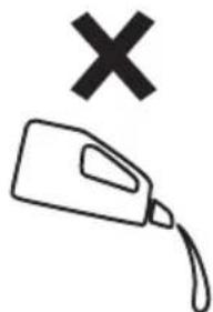 Warning symbol with a battery and cross mark, indicating no chemical hazard or failure