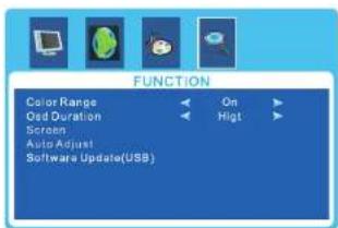 FUNCTION Color Range On Ogd Duration High Screen Auto Adjust Software Update(USB)
