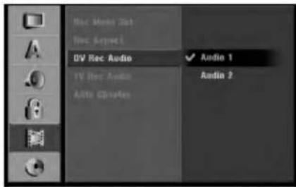 Rec Record List Rec Audio1 DV Rec Audio Audio 1 TV Rec Audio Audio 2 Auto Drive