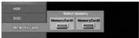 HDD DISC MEMORY CARD Select memory MemoryCard1 MemoryCard2