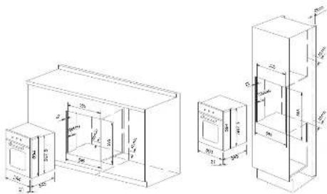 Technical drawing with dimensioned mechanical parts and cross-sectional views