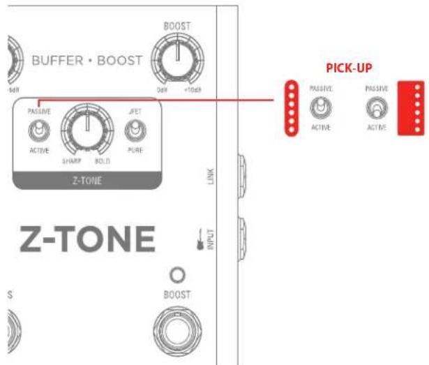 BUFFER • BOOST +0x10x10 PASSIVE ACTIVE SHARP BOLD JFET PURE Z-TONE LINK INPUT S BOOST PICK-UP PASSIVE ACTIVE PASSIVE ACTIVE Z-TONE