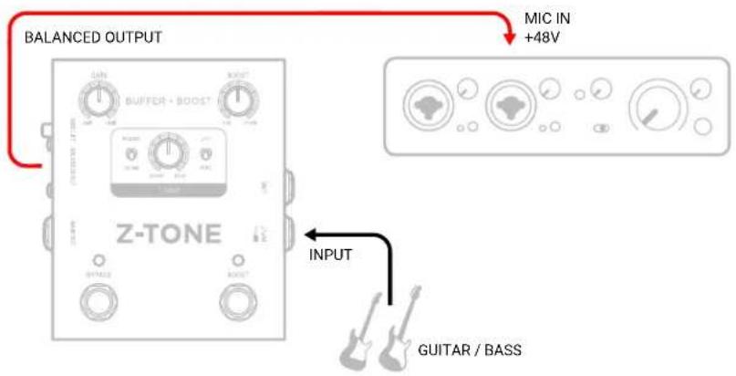 BALANCED OUTPUT MIC IN +48V Z-TONE INPUT GUITAR / BASS