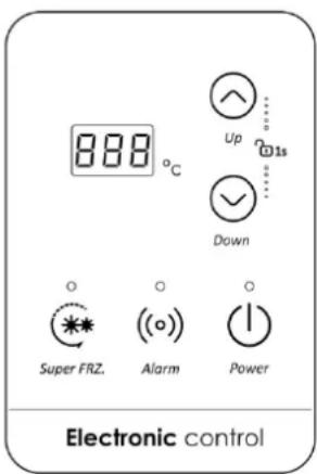 888 °C Up Down Super FRZ. Alarm Power Electronic control