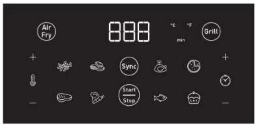 Air Fry 888 °C °F min Grill + - Sync Start /Stop - -