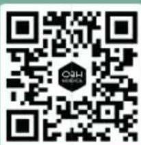 QR code with embedded logo and text 'Q2H' in the center