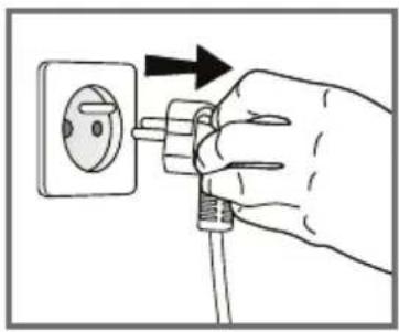Hand inserting a plug into an electrical socket (no text or symbols visible)