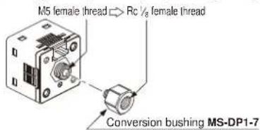 M5 female thread → Rc ½ female thread Conversion bushing MS-DP1-7
