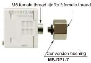 M5 female thread → Rc1/4 female thread Conversion bushing MS-DP1-7