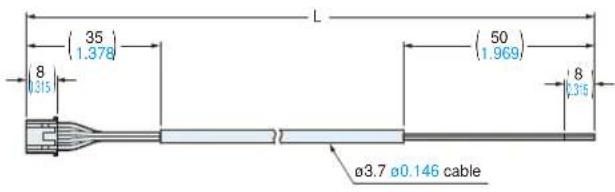 L 35 1.378 8 0.315 50 (1.969) 8 0.315 ø3.7 ø0.146 cable