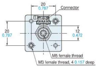 20 0.787 Connector 20 0.787 12 0.472 M5 female thread M3 female thread, 4 0.157 deep