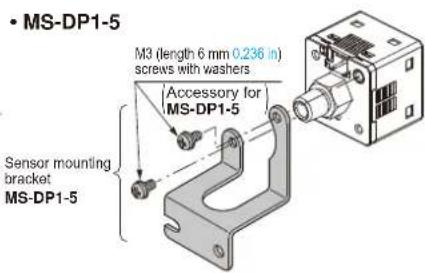 MS-DP1-5 M3 (length 6 mm 0.236 in) screws with washers Accessory for MS-DP1-5 Sensor mounting bracket MS-DP1-5